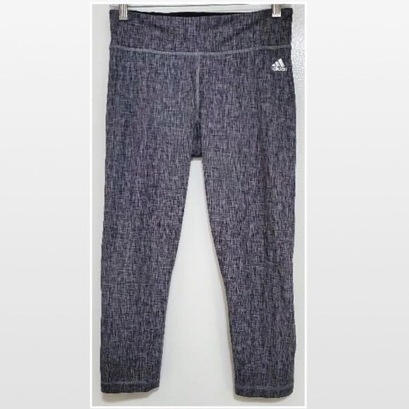 Adidas Pants Athletic Capri Womens Medium Grey White Active Cropped Pocket - Picture 2 of 12